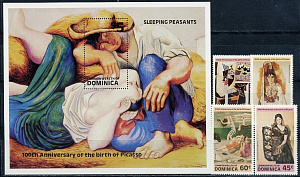 Доминика, П.Пикассо, 1981, 4 марки+блок